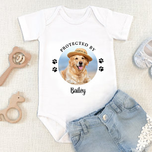 Body Para Bebé Protegido Por Perro Foto Personalizada