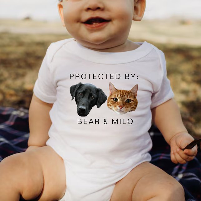 Body Para Bebé Protegido Por Perro Personalizado Perro Nombre Gat (Subido por el creador)