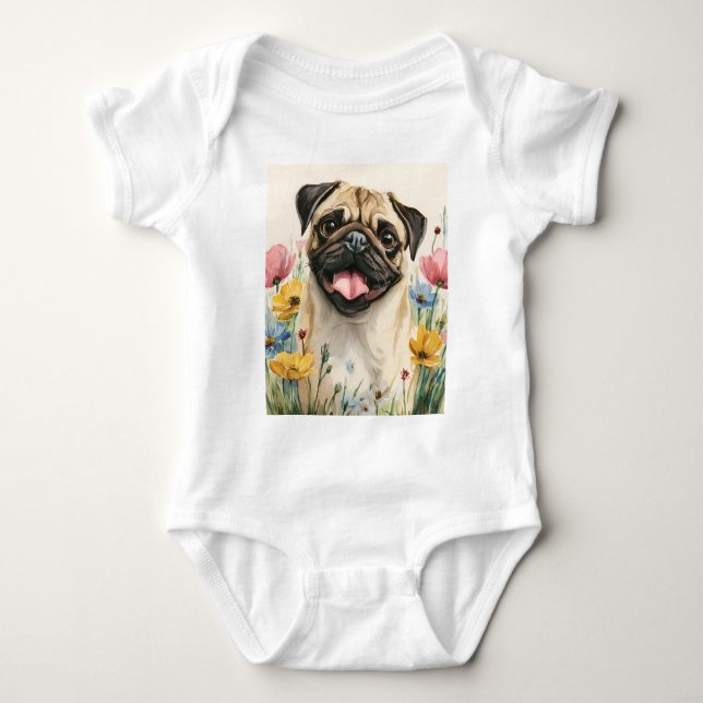Body Para Bebé Protegido por Pug (Anverso)