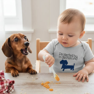 Body Para Bebé Protegido por un Dachshund (azul)