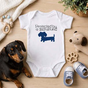 Body Para Bebé Protegido por un Dachshund (azul)
