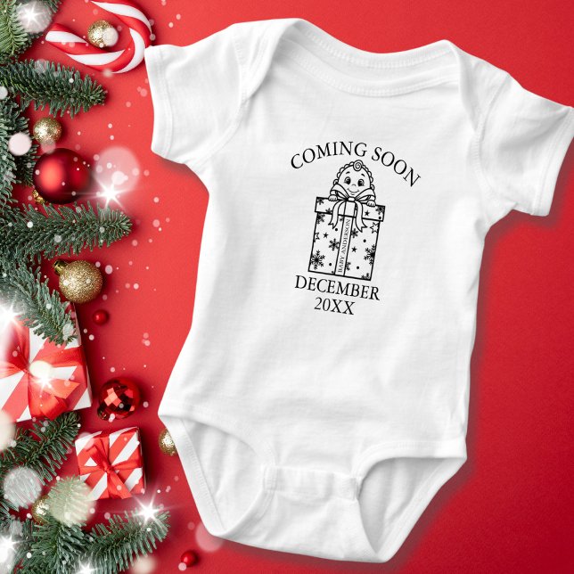 Body Para Bebé Próximamente Navidades revelan embarazo (Coming Soon Christmas Pregnancy Reveal Baby Bodysuit)