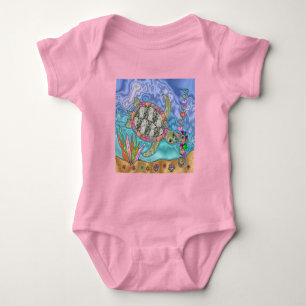 Body Para Bebé Psicodelia Mar Turtle Seahorse Art
