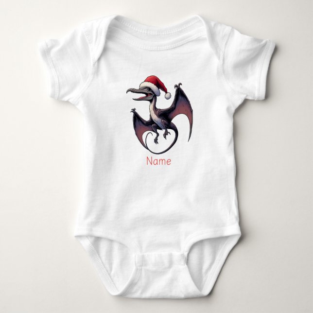 Body Para Bebé pterodáctilo de sombrero de Santa de Navidad (Anverso)