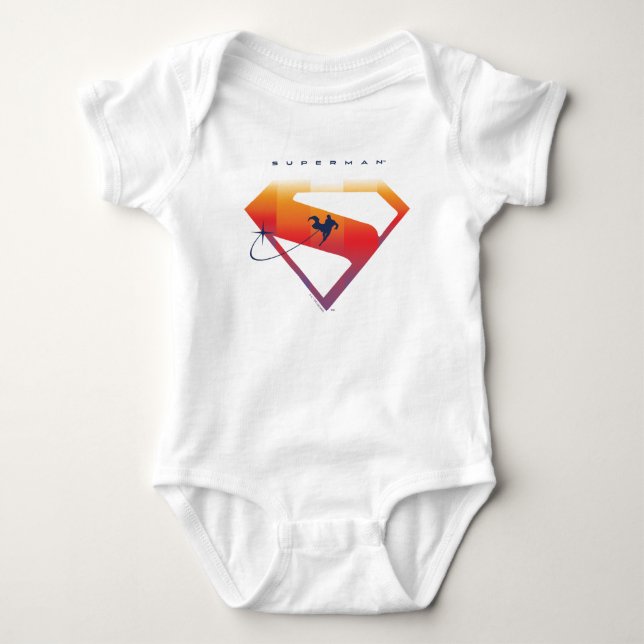 Body Para Bebé Puesta de sol Vuelo Superman Escudo (Anverso)