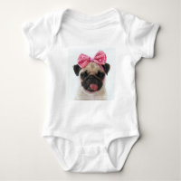 Pug con arco rosado
