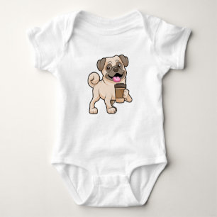 Body Para Bebé Pug con café para ir