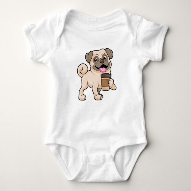 Body Para Bebé Pug con café para ir (Anverso)