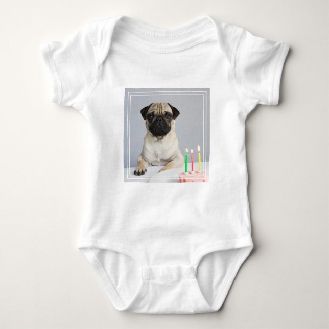 Body Para Bebé Pug de cumpleaños (Anverso)