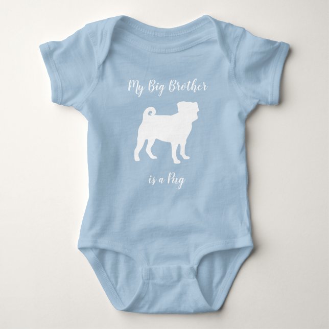 Body Para Bebé Pug Dog Baby Shower Blue Puppy Boy (Anverso)