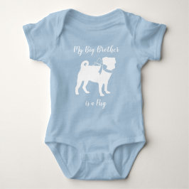 Body Para Bebé Pug Dog Baby Shower Boy Blue con Bow