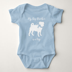 Body Para Bebé Pug Dog Baby Shower Boy Blue con Bow