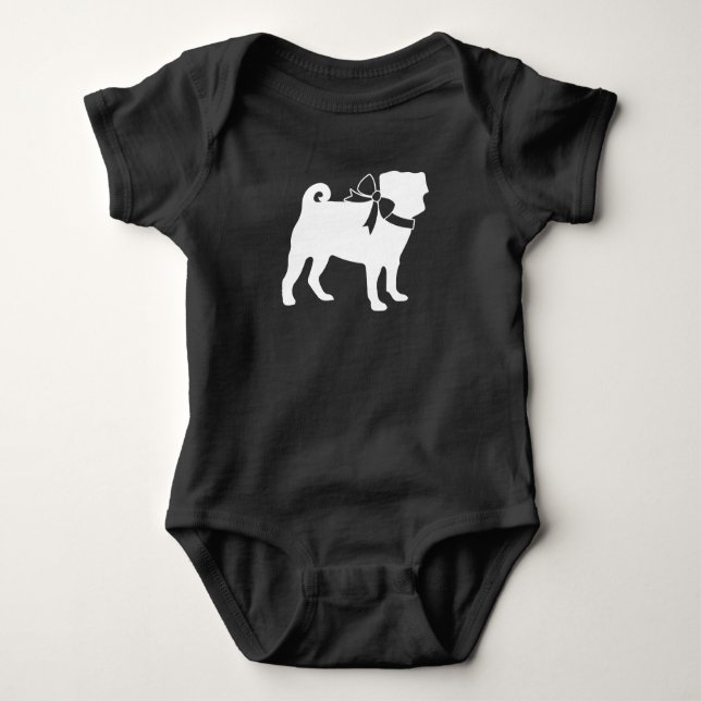 Body Para Bebé Pug Dog Baby Shower Gris Puppy Género Neutral (Anverso)