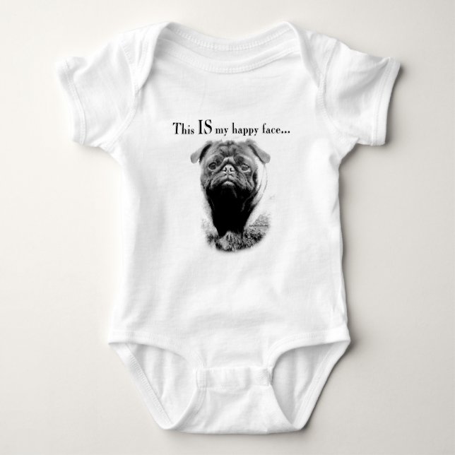 Body Para Bebé Pug Happy Face (Anverso)