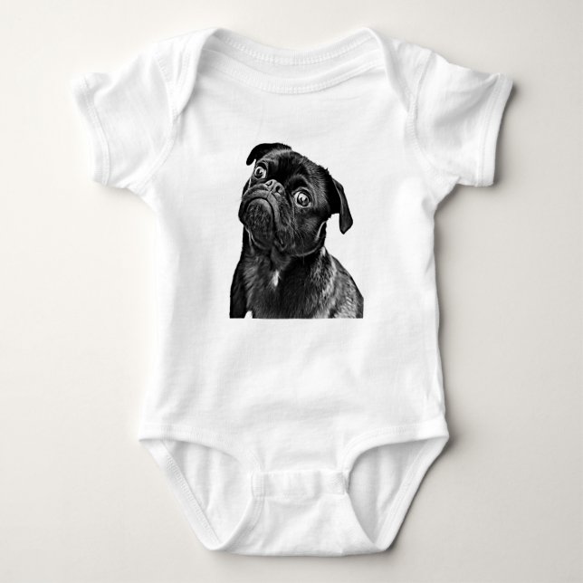 Body Para Bebé Pug| Traje para bebés o para una pieza (Anverso)