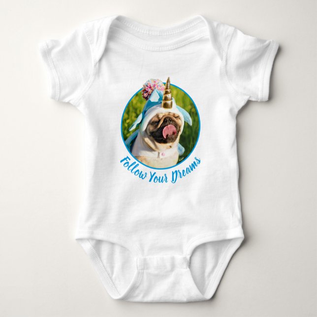 Body Para Bebé Pug unicornio (Anverso)