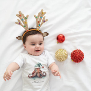Body Para Bebé Pulpo Alegría de Navidad, personalizado