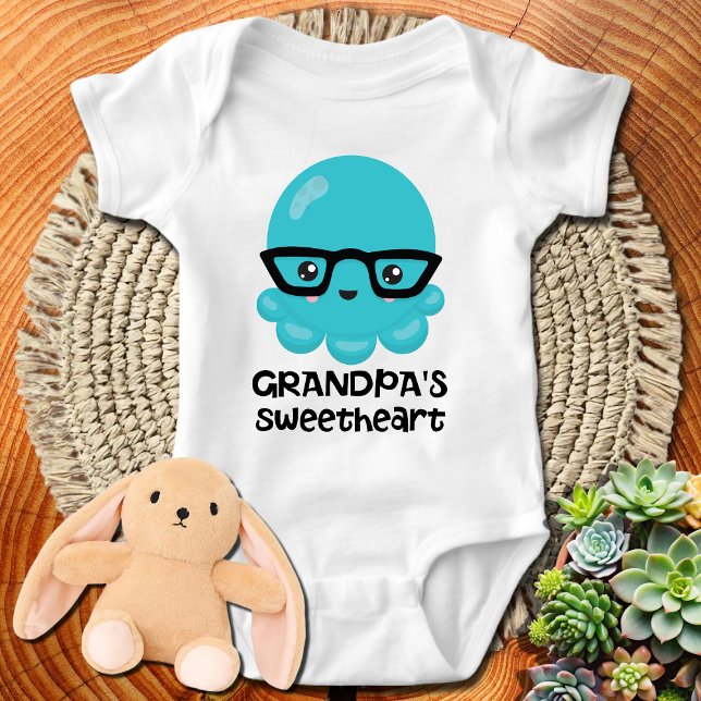 Body Para Bebé Pulpo azul Kawaii novia de abuelo (Subido por el creador)