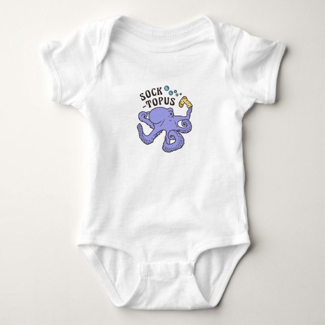 Body Para Bebé Pulpo azul Socktopus con meme divertido (Anverso)