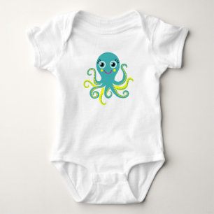 Body Para Bebé Pulpo azul y amarillo