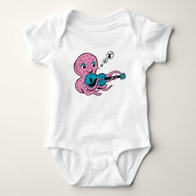 Body Para Bebé Pulpo Guitarrista Adorable (Anverso)