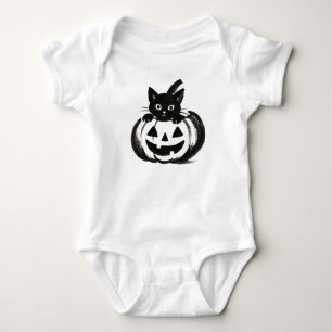 Body Para Bebé Pumpkin Peek – Diseño de Halloween de Gato Negro e