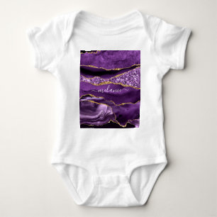 Body Para Bebé Purple Gold Purpurina Nombre personalizado Baby Bo