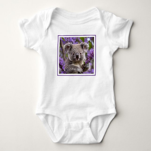 Body Para Bebé Purple Jacaranda Koala Bear, (Anverso)