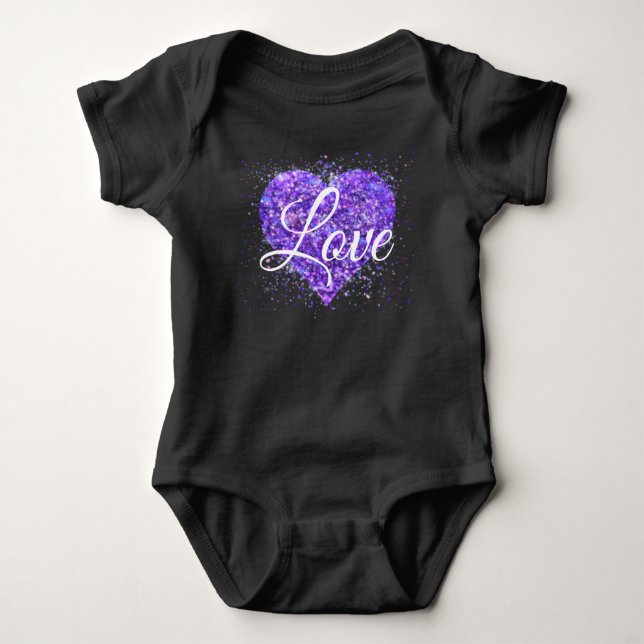 Body Para Bebé Púrpura lentejuelas, amor al graffiti valentina (Anverso)