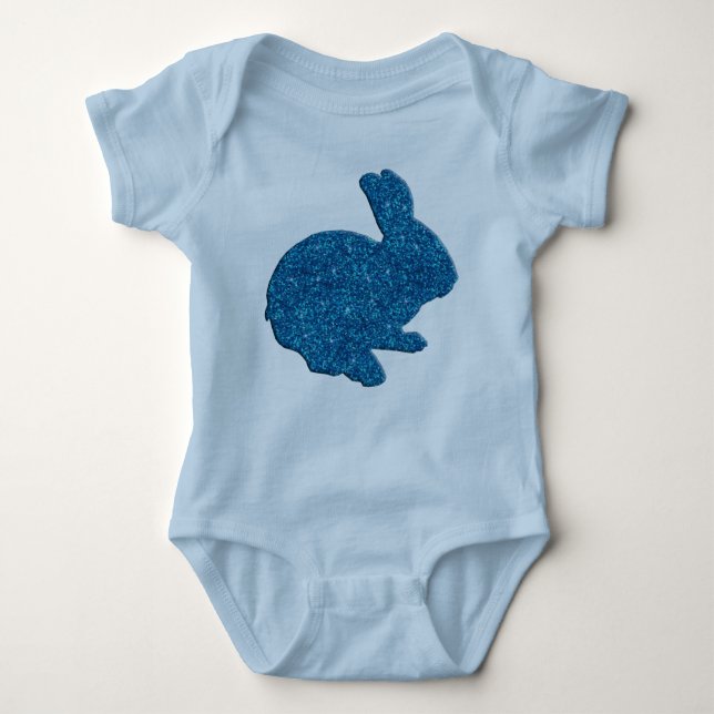 Body Para Bebé Purpurina azul Silhouette Easter Bunny Creeper (Anverso)