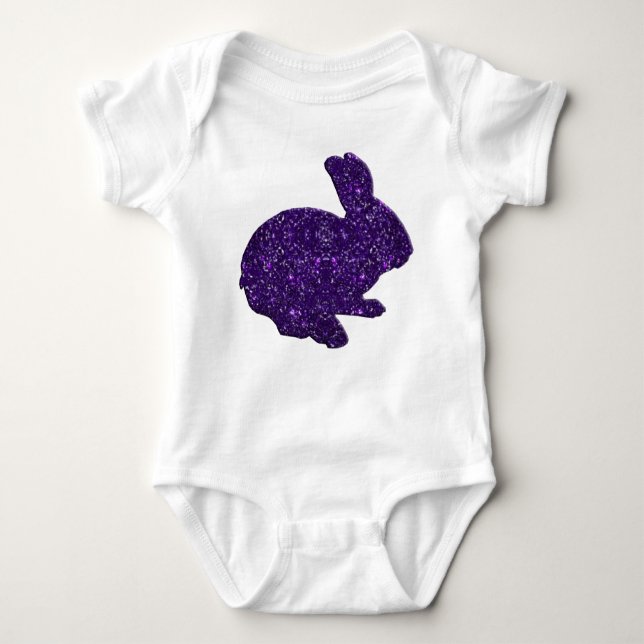 Body Para Bebé Purpurina púrpura Silhouette Easter Bunny Creeper (Anverso)