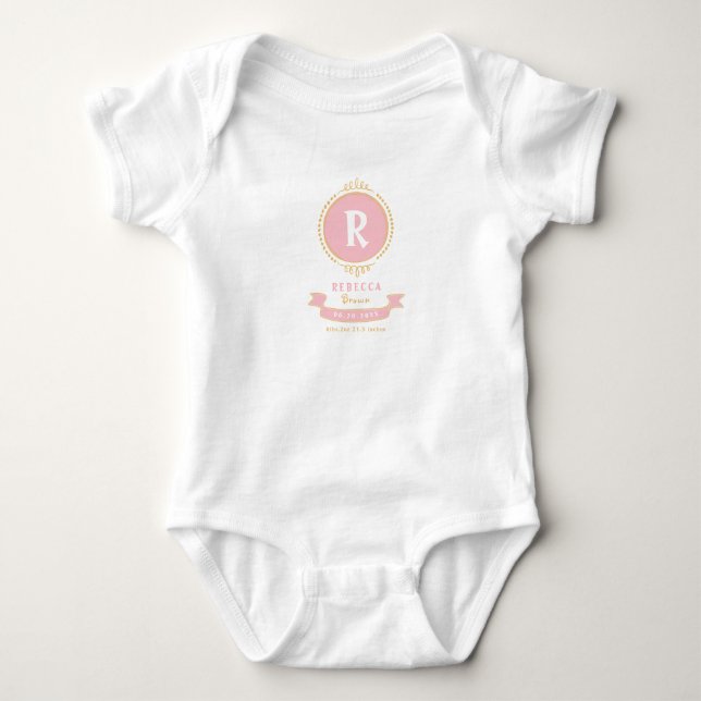 Body Para Bebé Quebradas personalizadas de monogramas para niñas (Anverso)