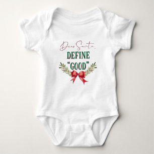 Body Para Bebé Querido Santa Define "Bueno" Tipografía Navideña A