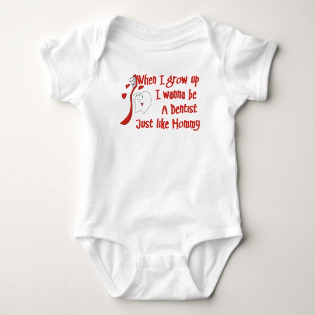 Body Para Bebé Quiero ser dentista apenas como la camiseta del (Anverso)