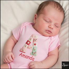 Body Para Bebé Quilted Patchwork Initial Letter A Nursery