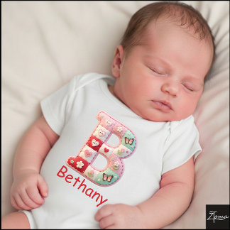 Body Para Bebé Quilted Patchwork Initial Letter B Nursery