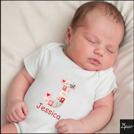 Body Para Bebé Quilted Patchwork Initial Letter J Nursery