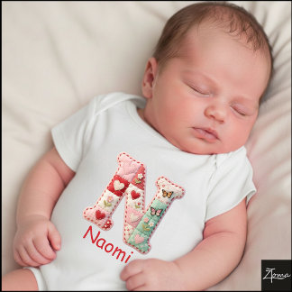 Body Para Bebé Quilted Patchwork Initial Letter N Nursery
