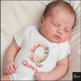 Body Para Bebé Quilted Patchwork Initial Letter Q Nursery