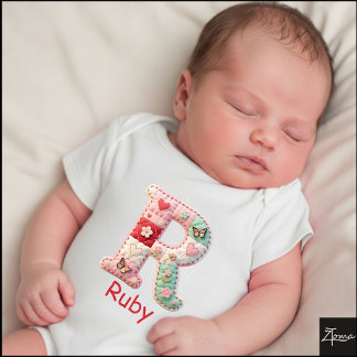 Body Para Bebé Quilted Patchwork Initial Letter R Nursery
