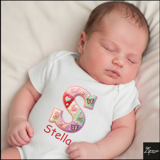 Body Para Bebé Quilted Patchwork Initial Letter S Nursery