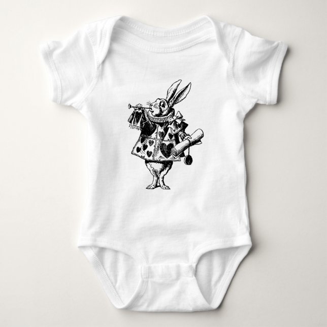 Body Para Bebé Rabbit blanco de Alice In Wonderland (Anverso)