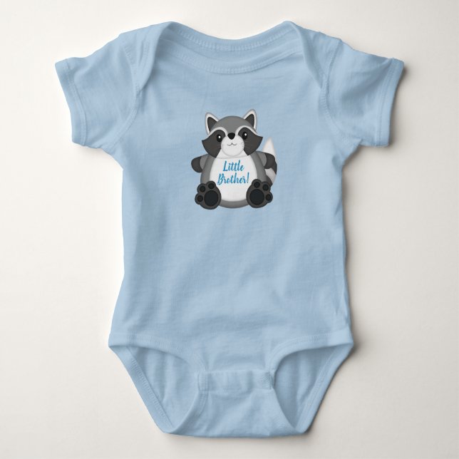 Body Para Bebé Raccoon Baby Shower Blue (Anverso)