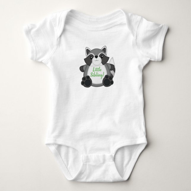 Body Para Bebé Raccoon Baby Shower Green (Anverso)