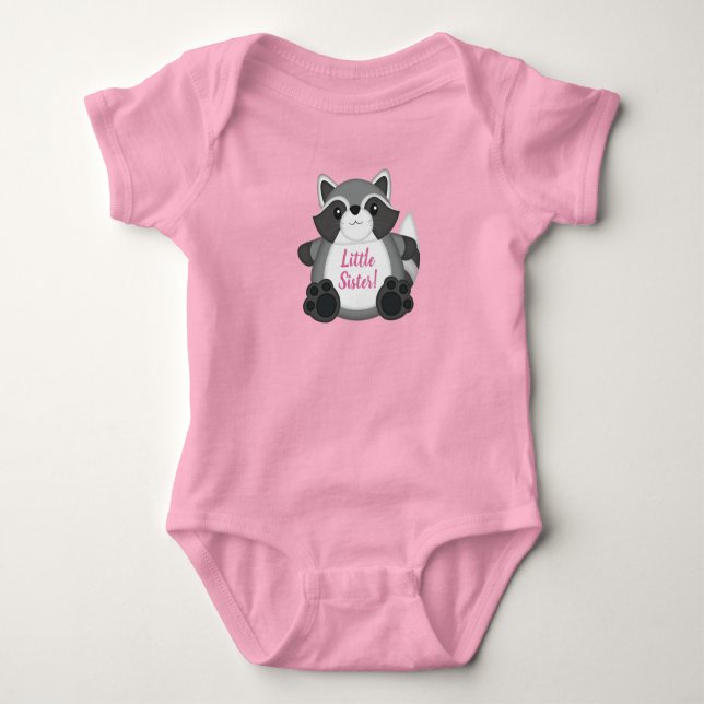 Body Para Bebé Raccoon Baby Shower Pink (Anverso)