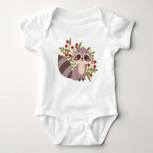 Body Para Bebé Raccoon lindo con flores