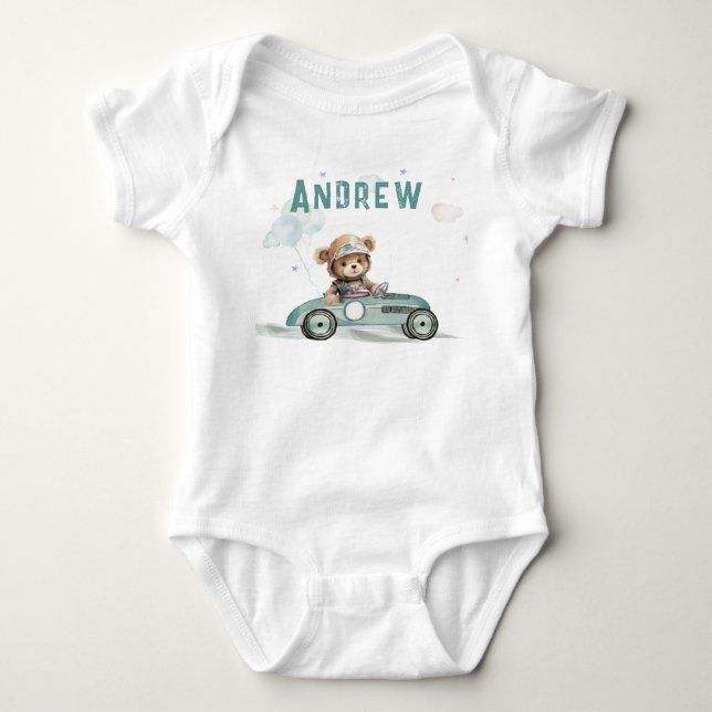 Body Para Bebé Race Car Baby Bear (Anverso)