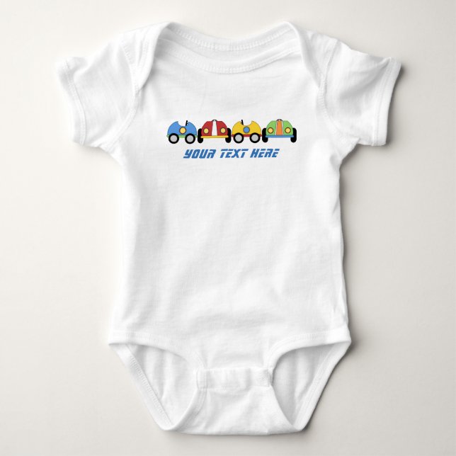 Body Para Bebé Race Cars Personalizado Baby Romper (Anverso)