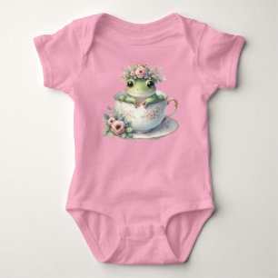 Body Para Bebé Rana caprichosa en taza de té floral