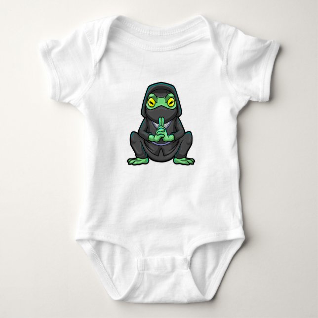 Body Para Bebé Rana como Ninja en negro (Anverso)